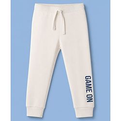 Babyhug 100% Cotton Single Jersey Knit Full Length Sports Theme Text Printed Lounge Pants Pack Of 3 - Grey White & Navy Blue