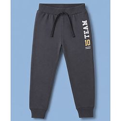 Babyhug 100% Cotton Single Jersey Knit Full Length Sports Theme Text Printed Lounge Pants Pack Of 3 - Grey White & Navy Blue