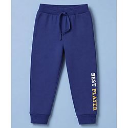 Babyhug 100% Cotton Single Jersey Knit Full Length Sports Theme Text Printed Lounge Pants Pack Of 3 - Grey White & Navy Blue
