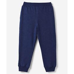 Babyhug Cotton Single Jersey Knit Full Length Lounge Pants with Text Print Pack of 3 - Navy Blue, Orange & Blue