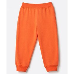 Babyhug Cotton Single Jersey Knit Full Length Lounge Pants with Text Print Pack of 3 - Navy Blue, Orange & Blue