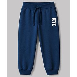 Babyhug Cotton Knit Full Length Jogger Fit With Lounge Pant and Nyc Print Pack of 3 - Black Navy Blue Grey