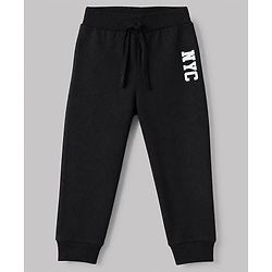 Babyhug Cotton Knit Full Length Jogger Fit With Lounge Pant and Nyc Print Pack of 3 - Black Navy Blue Grey