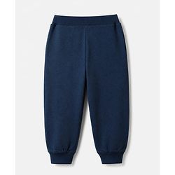 Babyhug Cotton Single Jersey Knit Jogger Fit Full Length Lounge Pant with New York 68 Print Pack of 3 in Navy Blue Grey Olive Green