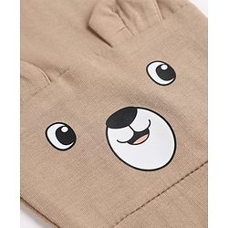 Babyhug Cotton Jersey Knit Jogger Fit Full Length Lounge Pant With Bear Print & Ear Applique in Brown