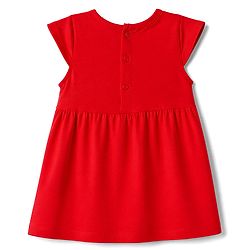Babyhug 100% Cotton Single Jersey Knit Half Sleeves Frocks with Heart Print & Patch Pack of 2 - Red & Pink