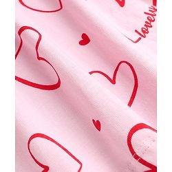 Babyhug 100% Cotton Single Jersey Knit Half Sleeves Frocks with Heart Print & Patch Pack of 2 - Red & Pink