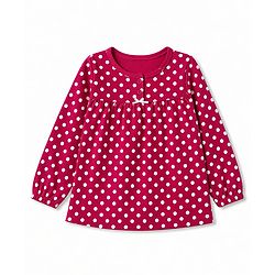 Babyhug 100% Cotton Knit Full Sleeves Co-Ords T-Shirt & Pyjama Night Suit with Polka Dots Print - Red