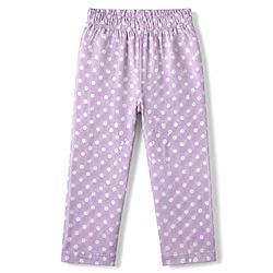 Babyhug 100% Cotton Knit Full Sleeves Co-Ords Top & Pyjama Night Suit with Polka Dots Print - Lavender