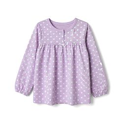 Babyhug 100% Cotton Knit Full Sleeves Co-Ords Top & Pyjama Night Suit with Polka Dots Print - Lavender