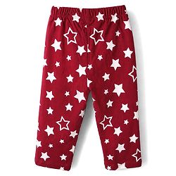 Babyhug Cotton Knit Full Sleeves Front open Co-ord Shirt & Pyjama Night Suit with Star Print in Red