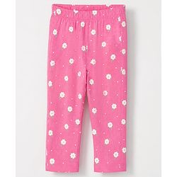 Babyhug 100% Cotton Knit Full Sleeves Co-Ords Top & Pyjama Night Suit with Floral Print -Dark Pink