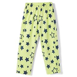 Babyhug Cotton Knit Full Sleeves Front open Co-ord Shirt & Pyjama Night Suit with Star Print in Green