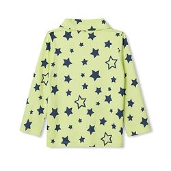 Babyhug Cotton Knit Full Sleeves Front open Co-ord Shirt & Pyjama Night Suit with Star Print in Green