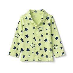 Babyhug Cotton Knit Full Sleeves Front open Co-ord Shirt & Pyjama Night Suit with Star Print in Green
