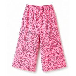 Babyhug Cotton Woven Sleeveless Printed Co-Ords Top & Palazzo Set - Neon Pink