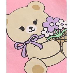 Babyhug 100% Cotton Single Jersey Knit Half Sleeves Frocks with Bow and Bear Print Pack of 2 - Pink & Lilac