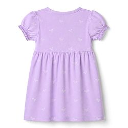 Babyhug 100% Cotton Single Jersey Knit Half Sleeves Frocks with Bow and Bear Print Pack of 2 - Pink & Lilac