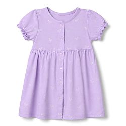 Babyhug 100% Cotton Single Jersey Knit Half Sleeves Frocks with Bow and Bear Print Pack of 2 - Pink & Lilac