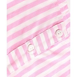 Babyhug Cotton Woven Frill Sleeves Co-Ords Top & Culottes Set with Stripes - Pink