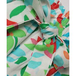 Babyhug Cotton Woven Half Sleeves Co-Ords Top & Culottes Set with Leafy Print & Belt - Sea Green