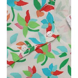 Babyhug Cotton Woven Half Sleeves Co-Ords Top & Culottes Set with Leafy Print & Belt - Sea Green
