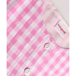 Babyhug Cotton Woven Half Sleeves Co-Ords Top & Culottes Set with Check & Belt - Pink