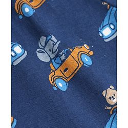 Babyhug Cotton Jersey Knit Full Length Jogger Fit Lounge Pant With Vehicle Print Pack of 2 in Red Navy Blue
