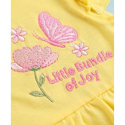 Babyhug Single Jersey Knit Half Sleeves Floral Printed Dress With Butterfly Embroidery Pack of 2 - Pink & Yellow