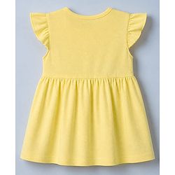 Babyhug Single Jersey Knit Half Sleeves Floral Printed Dress With Butterfly Embroidery Pack of 2 - Pink & Yellow
