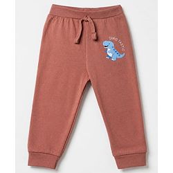 Babyhug Cotton Jersey Knit Full Length Jogger Fit Lounge Pant With Dinosaur Print Pack of 2 in Navy Blue Red