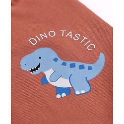 Babyhug Cotton Jersey Knit Full Length Jogger Fit Lounge Pant With Dinosaur Print Pack of 2 in Navy Blue Red