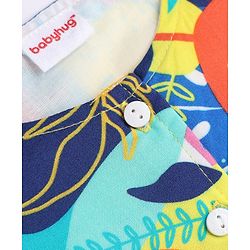 Babyhug Cotton Woven Half Sleeves Co-Ords Top & Palazzo Set with Tropical Print -  Blue
