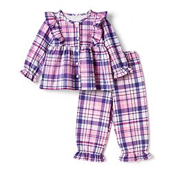 Babyhug 100% Cotton Woven Full Sleeves Checked Co-Ords Top & Pant Set - Purple