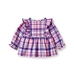 Babyhug 100% Cotton Woven Full Sleeves Checked Co-Ords Top & Pant Set - Purple