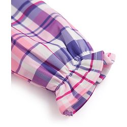 Babyhug 100% Cotton Woven Full Sleeves Checked Co-Ords Top & Pant Set - Purple