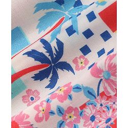 Babyhug Cotton Woven Half Sleeves Floral Printed Shirt Style Co-Ord Top & Shorts Set - White