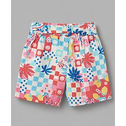 Babyhug Cotton Woven Half Sleeves Floral Printed Shirt Style Co-Ord Top & Shorts Set - White