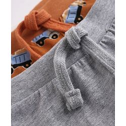 Babyhug Cotton Knit Full Length Lounge Pant With Vehicle Print Pack of 2 - Grey