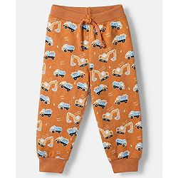 Babyhug Cotton Knit Full Length Lounge Pant With Vehicle Print Pack of 2 - Grey