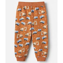 Babyhug Cotton Knit Full Length Lounge Pant With Vehicle Print Pack of 2 - Grey