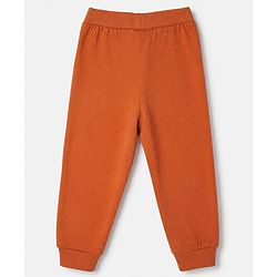 Babyhug Cotton Jersey Knit Full Length Jogger Fit Lounge Pant With Construction Vehicle Print Pack of 2 - Orange Peach