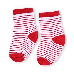 Cute Walk by Babyhug Knit Anti-Bacterial Ankle Length Striped Socks With Vehicle & Rocket Design Pack of 5 - Grey, Red &  Blue