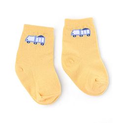 Cute Walk by Babyhug Knit Anti-Bacterial Ankle Length Striped Socks With Vehicle & Rocket Design Pack of 5 - Grey, Red &  Blue