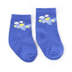 Cute Walk by Babyhug Knit Anti-Bacterial Ankle Length Striped Socks With Vehicle & Rocket Design Pack of 5 - Grey, Red &  Blue
