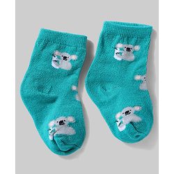 Cute Walk By Babyhug Knit Anti-Bacterial Ankle Length Socks With Animal Design Pack Of 5 - White, Maroon & Green