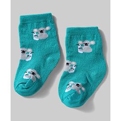 Cute Walk By Babyhug Knit Anti-Bacterial Ankle Length Socks With Animal Design Pack Of 5 - White, Maroon & Green