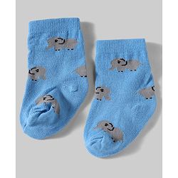Cute Walk By Babyhug Knit Anti-Bacterial Ankle Length Socks With Animal Design Pack Of 5 - White, Maroon & Green