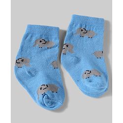 Cute Walk By Babyhug Knit Anti-Bacterial Ankle Length Socks With Animal Design Pack Of 5 - White, Maroon & Green