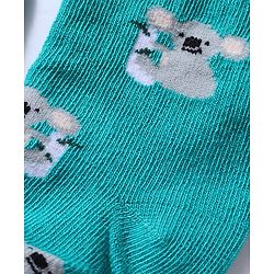 Cute Walk By Babyhug Knit Anti-Bacterial Ankle Length Socks With Animal Design Pack Of 5 - White, Maroon & Green